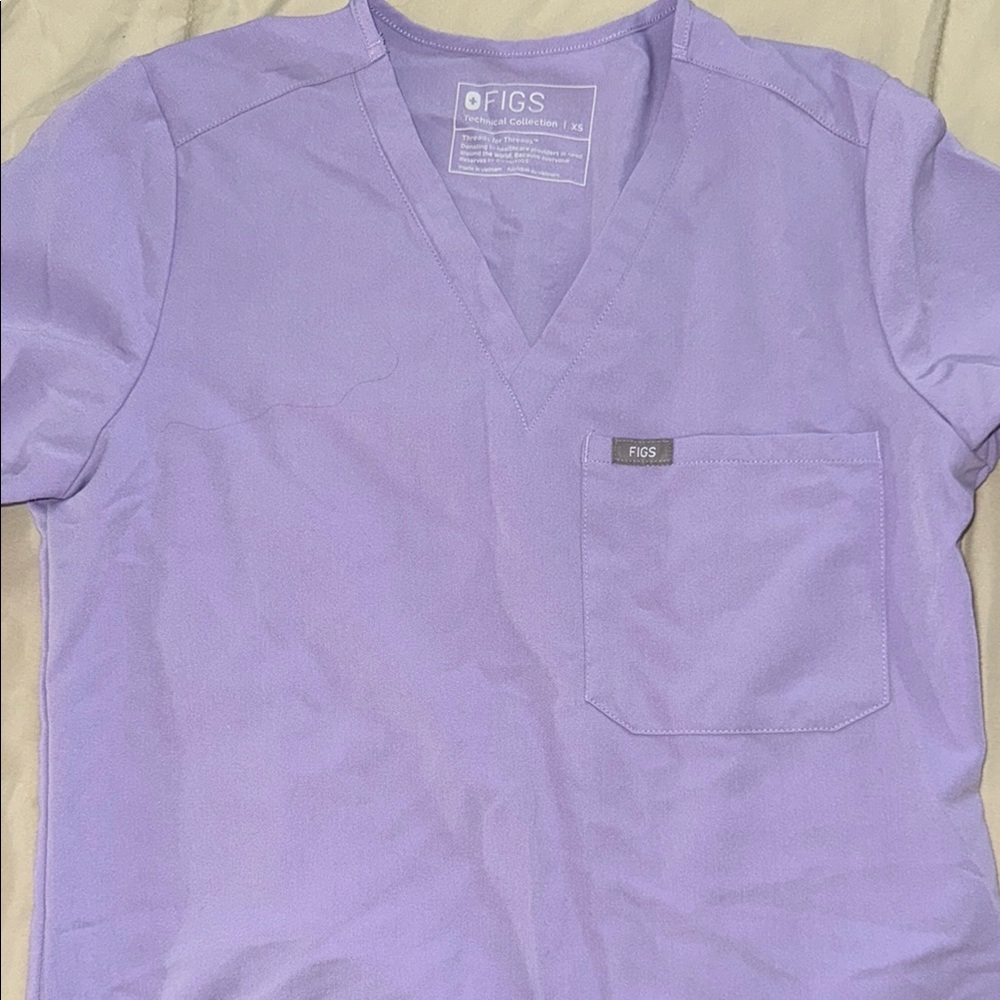 Figs Lavender V-Neck Tee